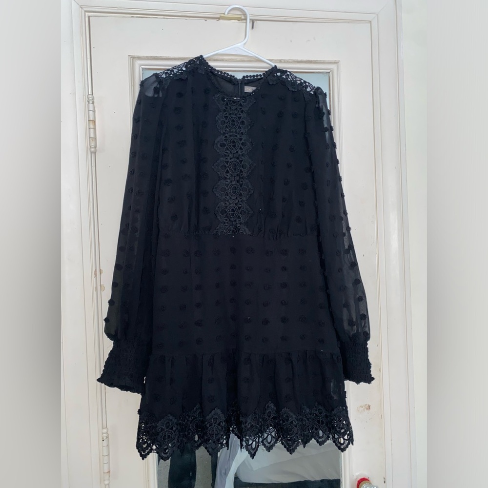 Black Long Sleeve Dress Love x Design for Halloween events or goth nights out